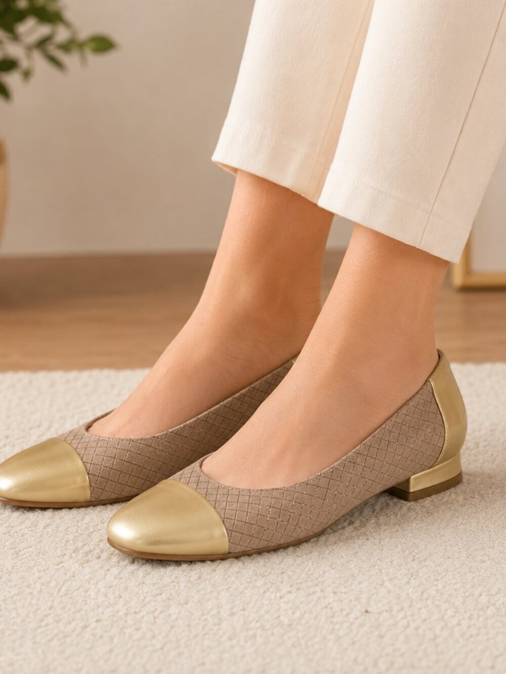 Beautifeel Lucy Shoes Cap Toe Tan Beige Leather Womens 37/US 6 - 6.5